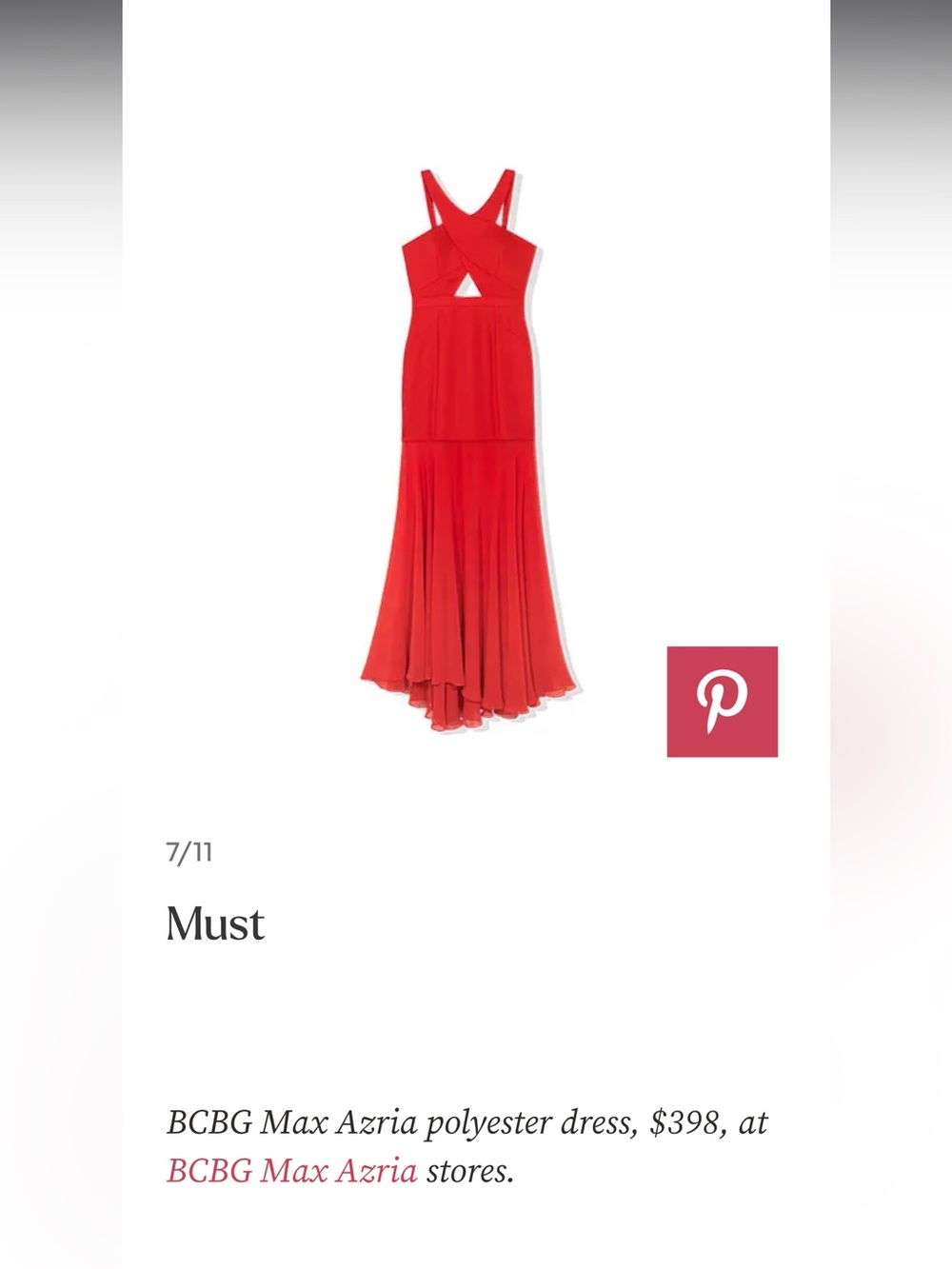 BCBGMaxAzria Vibrant Red Formal Maxi Dress with Crisscross Straps